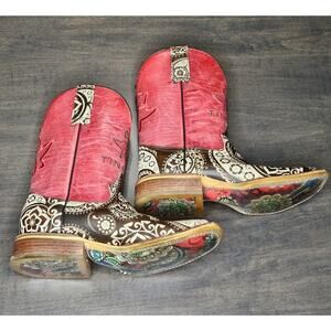 Tin Haul Women's "PAISLEY ROCKS" Designer Leather Western Cowboy Boots USA Sz 6